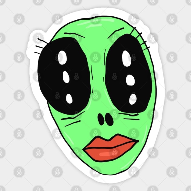 Green Alien Woman Face Sticker by ManoTakako